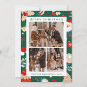 Elegant Simple Frame Christmas Family 3 Photo シーズンカード (正面)