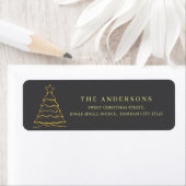 Elegant Simple Gold Christmas Tree Return Address ラベル (インサイチュ)