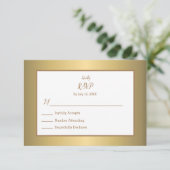 Elegant Simple Gold Color Design Wedding RSVP Card (スタンド正面)