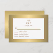 Elegant Simple Gold Color Design Wedding RSVP Card (正面/裏面)