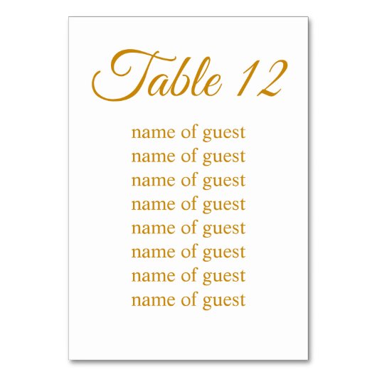 Elegant Simple Gold Custom Wedding Table Number テーブルナンバー (裏面)