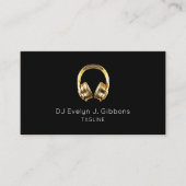 Elegant Simple Gold Headphones Dj Singer Black 名刺 (正面)
