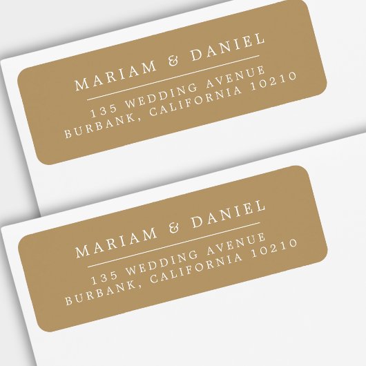 Elegant Simple Gold Wedding Return Address ラベル