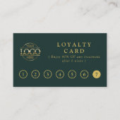 Elegant Simple Green & Gold Customer Rewards ロイヤリティカード (正面)