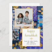 Elegant Simple Happy Hanukkah Family 1 Photo シーズンカード (正面/裏面)