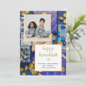 Elegant Simple Happy Hanukkah Family 1 Photo シーズンカード (スタンド正面)