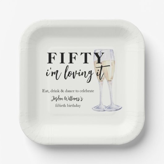 Elegant Simple I'm Loving It 50th Birthday ペーパープレート (正面)
