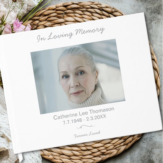 Elegant Simple In Loving Memory Funeral Guest Book ゲストブック