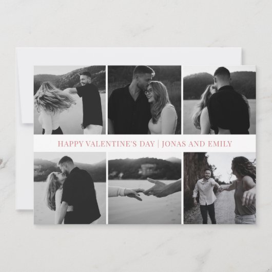 Elegant Simple Love Happy Valentine's Day 6 Photo シーズンカード (正面)