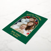 Elegant Simple Merry Christmas Photo Gold  箔シーズンカード (回転した状態)