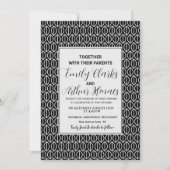 Elegant Simple Minimal Black & White Art Deco Wedd 招待状 (正面)