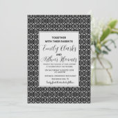 Elegant Simple Minimal Black & White Art Deco Wedd 招待状 (スタンド正面)