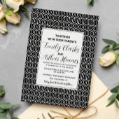 Elegant Simple Minimal Black & White Art Deco Wedd 招待状
