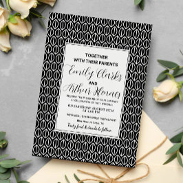 Elegant Simple Minimal Black & White Art Deco Wedd 招待状