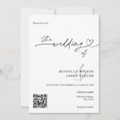 Elegant Simple Minimalist Black and White QR Code 招待状 (正面)