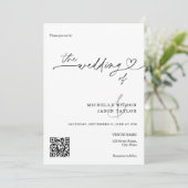 Elegant Simple Minimalist Black and White QR Code 招待状 (スタンド正面)