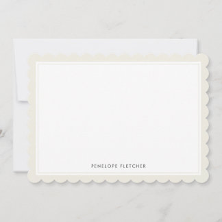Elegant Simple Modern Cream Scalloped Edge ノートカード