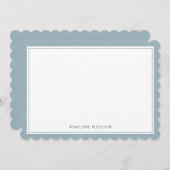 Elegant Simple Modern Dusty Blue Scalloped Edge ノートカード (正面/裏面)