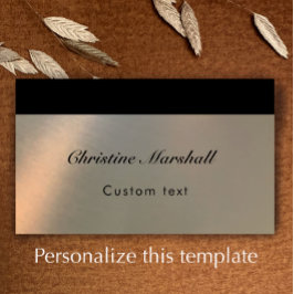 Elegant Simple Modern Faux Brushed Metal QR Code 名刺