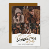 Elegant Simple Modern Happy Valentine's Day Photo シーズンカード (正面/裏面)