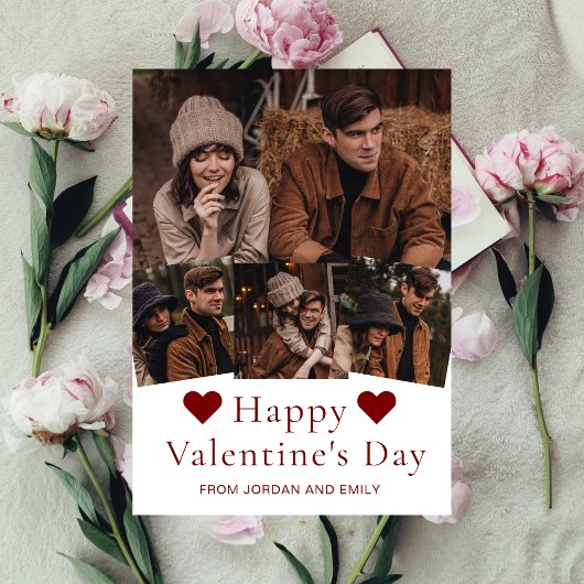 Elegant Simple Modern Happy Valentine's Day Photo シーズンカード