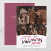 Elegant Simple Modern Happy Valentine's Day Photo シーズンカード (正面/裏面)