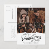 Elegant Simple Modern Happy Valentine's Day Photo シーズンポストカード (正面/裏面)
