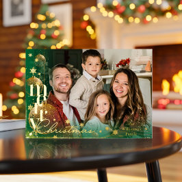 Elegant Simple modern Minimal Family Photo 箔シーズンカード