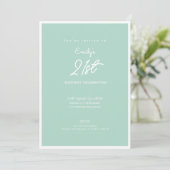 Elegant Simple Modern Mint 21st Birthday Party 招待状 (スタンド正面)