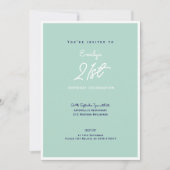 Elegant Simple Modern Mint 21st Birthday Party 招待状 (正面)