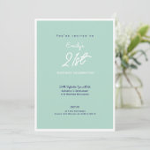Elegant Simple Modern Mint 21st Birthday Party 招待状 (スタンド正面)