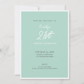 Elegant Simple Modern Mint 21st Birthday Party 招待状 (正面)