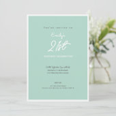 Elegant Simple Modern Mint 21st Birthday Party 招待状 (スタンド正面)