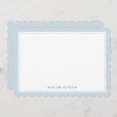 Elegant Simple Modern Pale Blue Scalloped Edge ノートカード (正面/裏面)