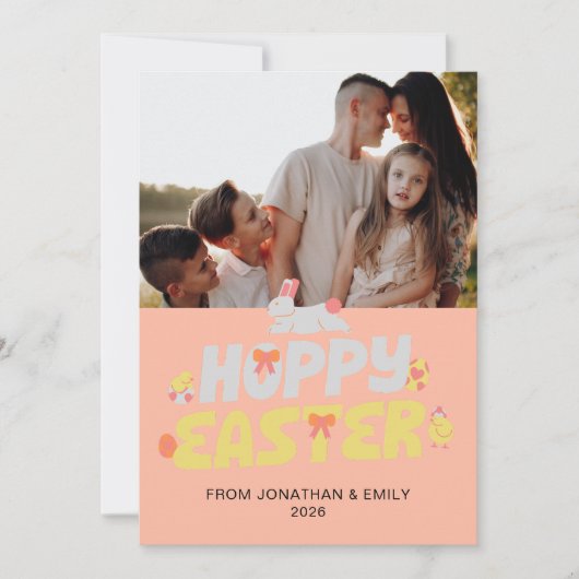 Elegant Simple Modern Pattern Happy Easter Photo シーズンカード (正面)