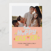 Elegant Simple Modern Pattern Happy Easter Photo シーズンカード (正面/裏面)