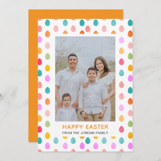 Elegant Simple Modern Pattern Happy Easter Photo シーズンカード (正面/裏面)