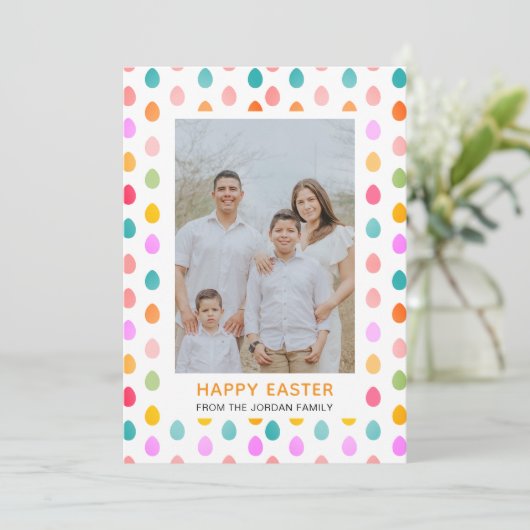 Elegant Simple Modern Pattern Happy Easter Photo シーズンカード (スタンド正面)