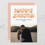 Elegant Simple Modern Pattern Happy Easter Photo シーズンカード (正面/裏面)