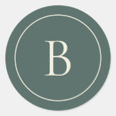 Elegant Simple Monogram Pine Green Envelope Seal ラウンドシール (正面)