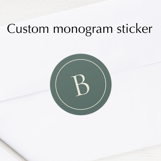 Elegant Simple Monogram Pine Green Envelope Seal ラウンドシール
