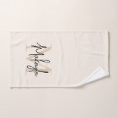 Elegant Simple Monogram Script Name Beige ハンドタオル (ハンドタオル)