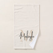 Elegant Simple Monogram Script Name Beige ハンドタオル (ハンドタオル)