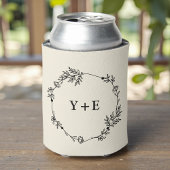 Elegant Simple Natural White Monogrammed Wedding 缶クーラー