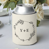 Elegant Simple Natural White Monogrammed Wedding 缶クーラー