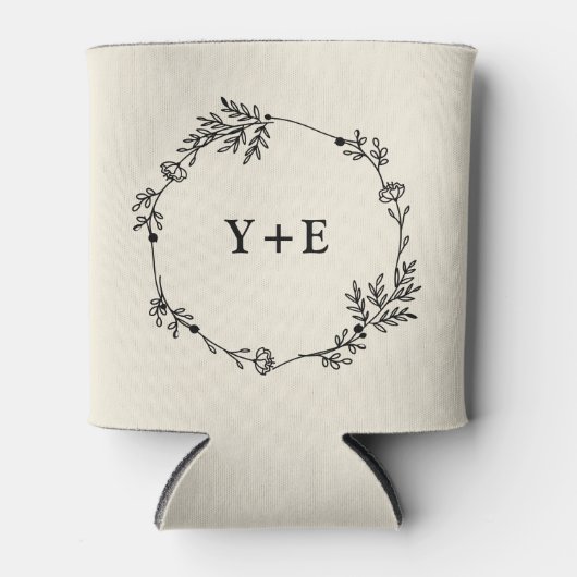 Elegant Simple Natural White Monogrammed Wedding 缶クーラー (正面)