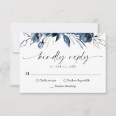 Elegant Simple Navy Blue Calligraphy Script 出欠カード (正面)
