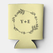 Elegant Simple Pale Yellow Monogrammed Wedding 缶クーラー (正面)