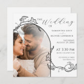 Elegant Simple Photo Wedding Invitation セーブザデート (正面/裏面)