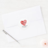 Elegant Simple Pink Heart Wedding Invitation ラウンドシール (封筒)